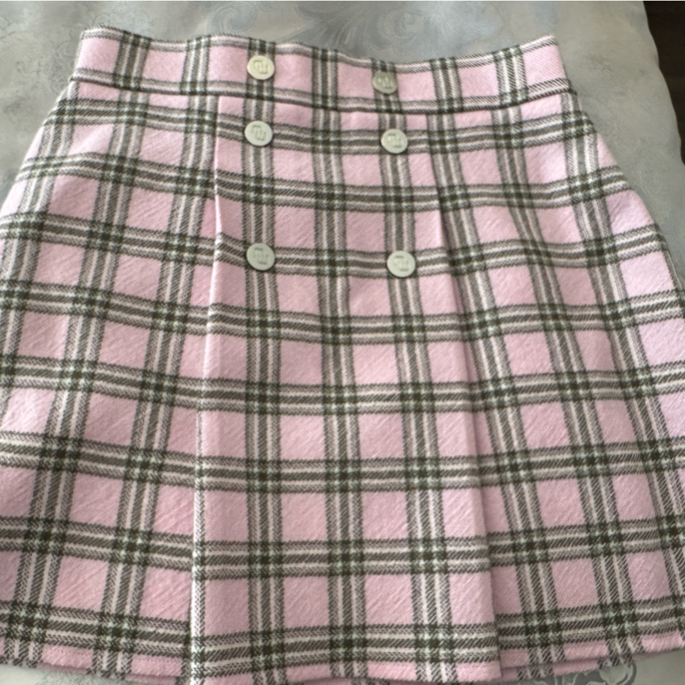 Maje Pink Plaid skirt